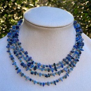 VTG MONET 4-Strand Blue Bead NECKLACE